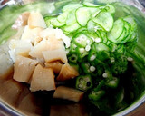 胡瓜とオクラ、ほぼ帆立の和え物作り方6写真
