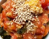 枝豆豆腐豚こま団子夏野菜大葉トマト味噌煮作り方26写真