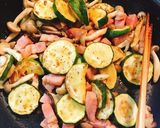 ズッキーニキノコベーコンのクリームパスタ作り方8写真