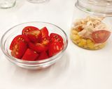 蒸し鶏と夏野菜の彩り豊かなミックスパフェ作り方5写真