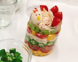 蒸し鶏と夏野菜の彩り豊かなミックスパフェ作り方7写真