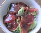 きゅうりの薄切りサンド☆簡単まぐろづけ丼作り方4写真