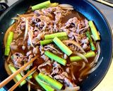 アスパラ入り甘辛牛丼作り方4写真