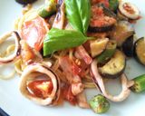 夏野菜とイカの簡単スパゲティー♪作り方4写真