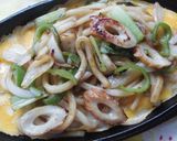名古屋風♫鉄板de焼きうどん作り方1写真