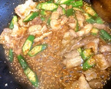 オクラとみょうがと豚バラ肉の和風パスタ♪作り方5写真