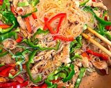 豚こまチャプチェ丼作り方6写真