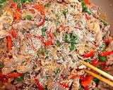 豚こまチャプチェ丼作り方7写真