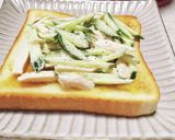サラダチキンとキュウリの朝たんトースト作り方5写真