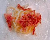お弁当に、レンジで簡単、ベーコンパスタ作り方4写真