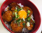 ニンニク甘醤油タレ☆豆腐と蓮根のつくね丼作り方6写真