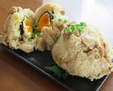 半熟味玉がとろ～り！鶏飯おにぎり作り方8写真