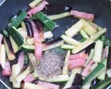 ベーコンと夏野菜と青唐辛子の簡単パスタ作り方7写真