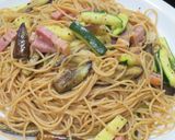 ベーコンと夏野菜と青唐辛子の簡単パスタ作り方12写真