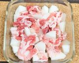 レンジで簡単大根と豚バラ肉の塩こうじ蒸し作り方3写真