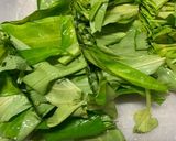 空心菜ともやしの中華風ピリ辛餡かけ蕎麦作り方1写真