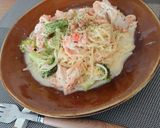 糖質0麺の明太子チーズクリームパスタ風作り方7写真
