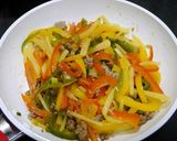 簡単！ポテトと3色野菜の焼豚炒め作り方6写真