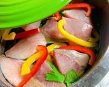 鰤と彩り野菜の重ね蒸し作り方6写真