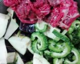 ゴーヤと茄子の牛肉煮(豚肉でも良い)作り方1写真