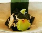 ささみと黒胡麻豆腐のわさび醤油和え作り方3写真