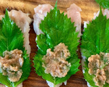 定番【ササミの梅大葉巻き揚げ】ささみ天作り方3写真