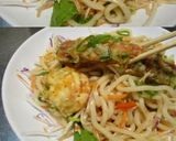 美味ドレとビビンバの素でちく玉冷しうどん作り方4写真