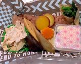 お盆お赤飯と煮物 和風弁当作り方4写真