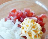 未熟な青いトマトの生ハムサラダ入りフライ作り方2写真