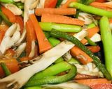 アスパラ＆パプリカとキノコの野菜だけ炒め作り方3写真