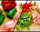 豚バラとピーマンの甘辛炒め *☻*作り方1写真