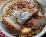 たまご2コでとじた、かつ丼作り方1写真