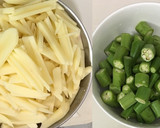 大豆肉とじゃがいもとオクラのマー油炒め作り方3写真