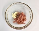 ゆで卵de簡単おつまみ☘️コンビーフ作り方1写真