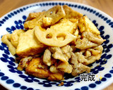 豚こまと厚揚げ・れんこんのオイマヨ炒め作り方7写真