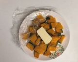 お弁当にレンジで簡単!かぼちゃ醤油バター作り方3写真