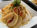 桃缶使い切り♡絶品！桃トマトの冷製パスタ