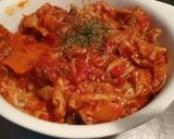 トマト缶と冷凍キノコで！豚肉トマト煮込み作り方10写真
