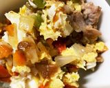 レンジで青椒肉絲風ミニトマトの梅炒め丼作り方13写真