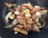 ベーコンとなすとズッキーニの和風パスタ作り方2写真