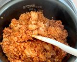 炊飯器で簡単★もち麦入りチキンライス作り方5写真