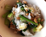 納豆と小松菜の胡麻和え、チーズご飯作り方4写真