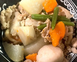 白だしであっさり。根菜と豚肉の煮物作り方7写真