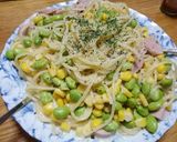 ベーコン、枝豆の生クリームパスタ作り方9写真