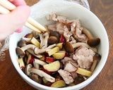 レンチン！甘辛さつまいもとしめじの豚丼作り方15写真