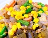 コーンと蒟蒻のバター醤油いため作り方5写真