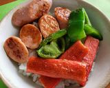 魚肉ソーセージとカニカマ焼肉のタレ味です作り方5写真