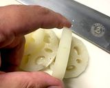 さっぱりおいしい！梅しそ蓮根はさみ焼き作り方3写真