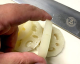 さっぱりおいしい！梅しそ蓮根はさみ焼き作り方3写真