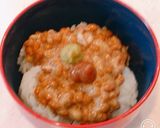 暑い日にサッパリと、梅わさび納豆麦茶漬け作り方2写真